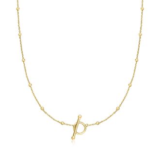 Ross-Simons 18kt Gold Over Sterling Bead-Station Toggle Necklace