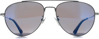 Police Aviator Mens Shiny Palladium Blue Gradient SPLP20E Origins Lite 29 - Silver Metal - One Size