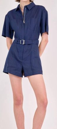 SIMKHAI Aspen Short Sleeve Romper In Midnight