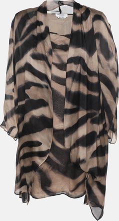 424 Marina Rinaldi Beige Zebra Print Chiffon Twinset Cardigan