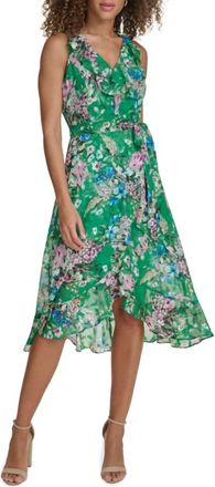 Kensie Floral Wrap Dress In Green