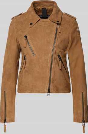 Blauer Regular Fit Lederjacke mit Umlegekragen Modell Cherry in Beige, Gr&ouml;&szlig;e XL