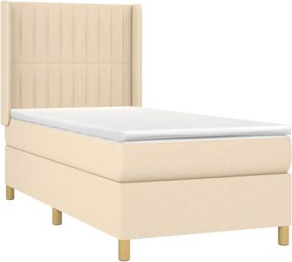 vidaXL Vidaxl - Cama Box Spring Colch&oacute;n Y Luces Led Tela Color Crema 90x190 Cm