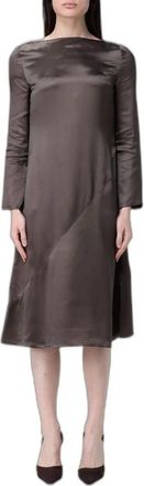 Emporio Armani Abito Midi in Twill di Viscosa - - Dresses - Donna - Marrone - S