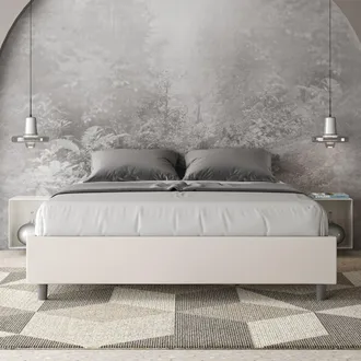 ITYhome Ityhome - Letto Matrimoniale Contenitore Imbottito 160x210 Similpelle Bianco Azelia