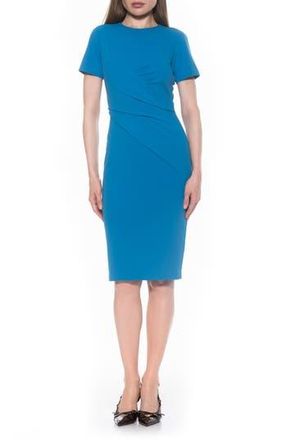 Alexia Admor Faith Short Sleeve Sheath Dress in Denim Blue at Nordstrom Rack, Size Medium