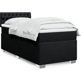 vidaXL Cama Box Spring Con Colch&oacute;n Tela Negro 100x200 Cm Vidaxl