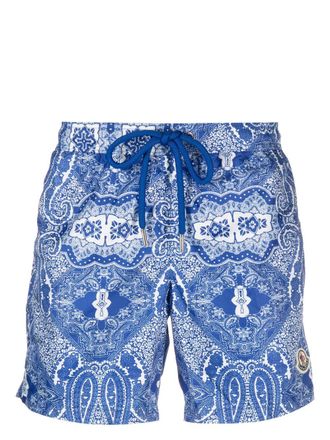 Moncler Costume da bagno con stampa paisley - Blu