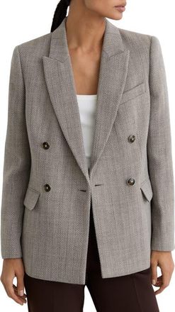 Reiss Ember Double Breasted Wool Blend Blazer in Grey at Nordstrom, Size 10 Us