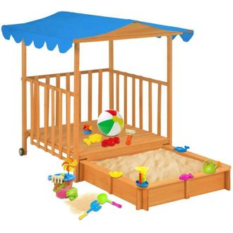 vidaXL Casetta dei Giochi con Sabbiera in Legno di Abete Blu UV50 - Vidaxl