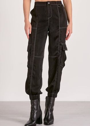 Elan Womens Jackie Cargo Jogger Pants In Black
