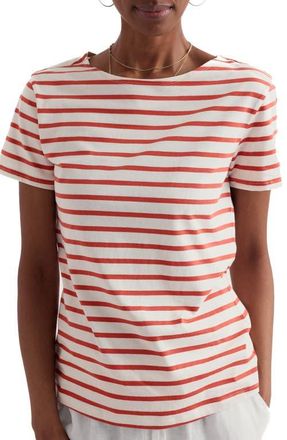 Seasalt Cornwall Sailor Stripe Organic Cotton T-Shirt in Breton Carnelian at Nordstrom, Size 12 Us