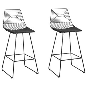 Beliani Beliani - Conjunto De 2 Sillas De Metal Negro Asiento Piel Sint&eacute;tica Bisbee