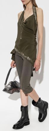 Alexander McQueen Silk Top With Shimmering Appliqu&eacute;s, Womens, Green