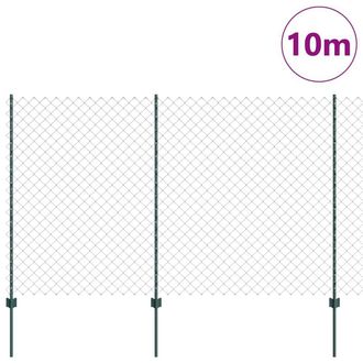Berkfield Home Modern Chain Link Fence with 10 U Posts Green 1.6x10 m Steel