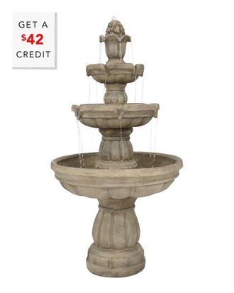 Sunnydaze Electric 3-Tiered Ourdoor Patio Yard Garden Water Fountain Feature With $42 Credit