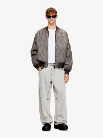 Diesel Mens Diamond-Quilted Jacket J-Type-Treat Grey Polyamide