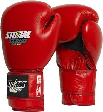 OEM Guantes De Sparring Stormcloud Cyclone Classic De Cuero Genuino, Color Rojo, 18 Oz