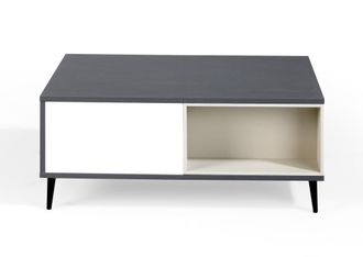 Pondecor Interiorismo Mesa centro elevable BASILEA en MDF gris-bl-vis&oacute;n. Patas metal negro
