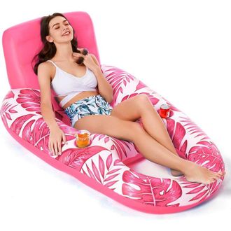 OEM Flotadores Hinchables Con Portavasos, Aptos Para Piscinas, Lagos O Playas, Accesorios Y Juguetes Para El Ocio Acu&aacute;tico, Color Rosa