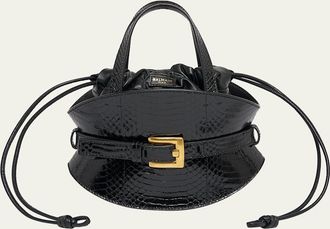 Balmain Shuffle Mini Embossed Leather Crossbody Bag