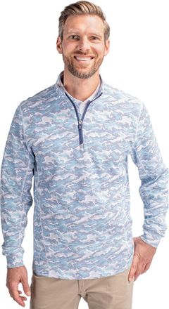 Cutter & Buck Traverse Camo Print Stretch Quarter Zip Mens Pullover Jacket