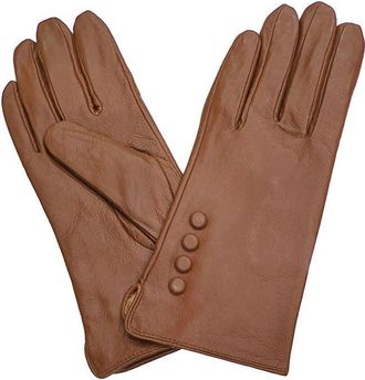 Generic Ladies Leather Gloves Soft Comfortable button StyleWinter Gloves (Camel, XL)