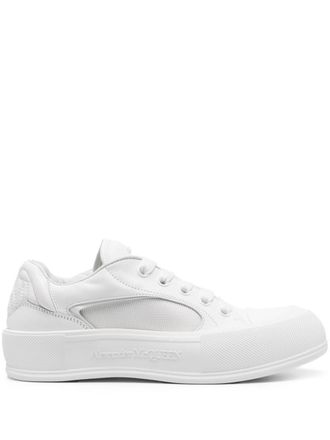 Alexander McQueen embossed-logo leather sneakers - White