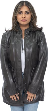 Infinity Leather Womens Leather Hooded Parka Jacket-Bucharest