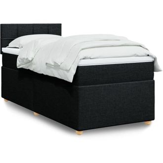 vidaXL Cama Box Spring Con Colch&oacute;n Tela Negro 90x200 Cm Vidaxl