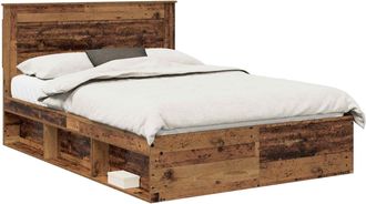 vidaXL Estructura De Cama Con Cabecera Madera Vieja 140 X 190 Cm Vidaxl