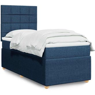 vidaXL Cama Box Spring Con Colch&oacute;n Tela Azul 90x200 Cm Vidaxl