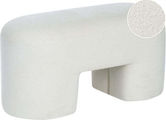 Beliani Bench White Boucle Upholstered Accent Pouffe Living Room Bedroom Wide Legs Modern DECORAH
