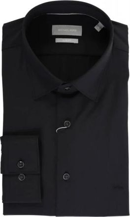 Michael Kors Overhemden, Heren, Zwart, 4Xl, Leer, Slim Fit Performance Stretch Overhemd