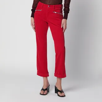 Isabel Marant Pantaloni Revene cropped in velluto a coste rossi