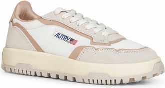 Autry Womens Wildpace Low Sneakers White And Sand Beige Dragon Mesh Trainers