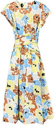 Isa Arfen Floral Wrap Belt Midi Dress Size XS