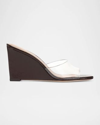 Veronica Beard 85mm Asha PVC Wedge Sandals