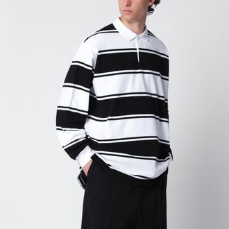 Balenciaga Polo a righe bianche/nere in cotone