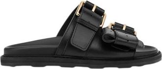 Moschino Kalfssandalen - Dames - Sandalen - Zwart - 38 EU - Leer - Schoenen