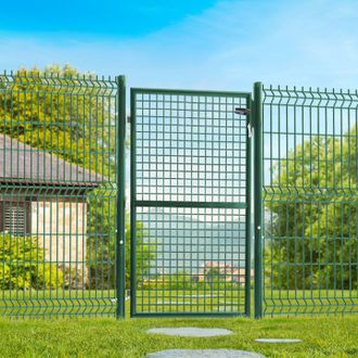 IDMarket Verja De Jard&iacute;n De Acero Verde De 105 X 150 Cm Con Cerradura Y Tirador