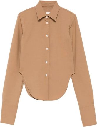 Covert Shirt met lange mouwen en puntkraag - Dames - Overhemden - Bruin - M - Overhemden