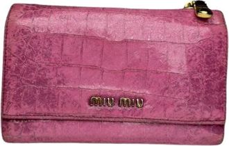 Miu Miu Pre-owned Leather Wallet - Dames - Vintage Accessoires - Roze - ONE Size - Leer - Vintage