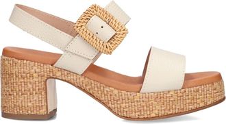 Stefano Lauran Schoenen, Dames, Wit, 41 EU, Linnen, Elegante witte sandalen met blokhak