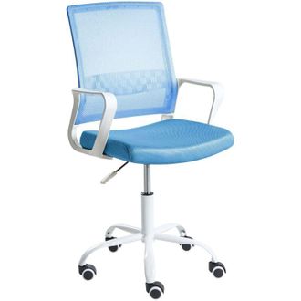Beliani Office Chair Blue Mesh Fabric Upholstery Adjustable Height Swivel Desk Computer Home Office EASE