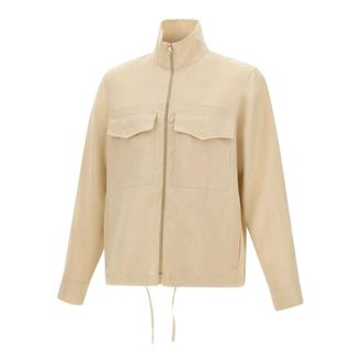 Paul Smith Light Jackets, male, Beige, Size: L Linen Patch-Pocket Drawstring Jacket
