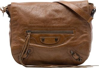 Balenciaga Pre-owned Balenciaga Lambskin Motocross Classic Folk Messenger Bag Unisex OR7WLJV6KMBWF1ZT
