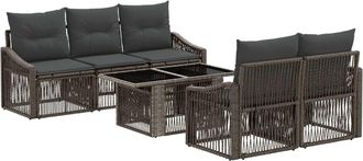 vidaXL Conjunto De Sof&aacute;s De Jard&iacute;n 6 Uds. Gris Y Gris Oscuro Vidaxl