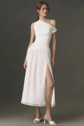 BHLDN One-Shoulder Satin Maxi Dress