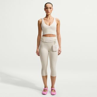 Nike Womens SKIMS Matte High-Waisted Cropped 17 Leggings in White | IU2210-108